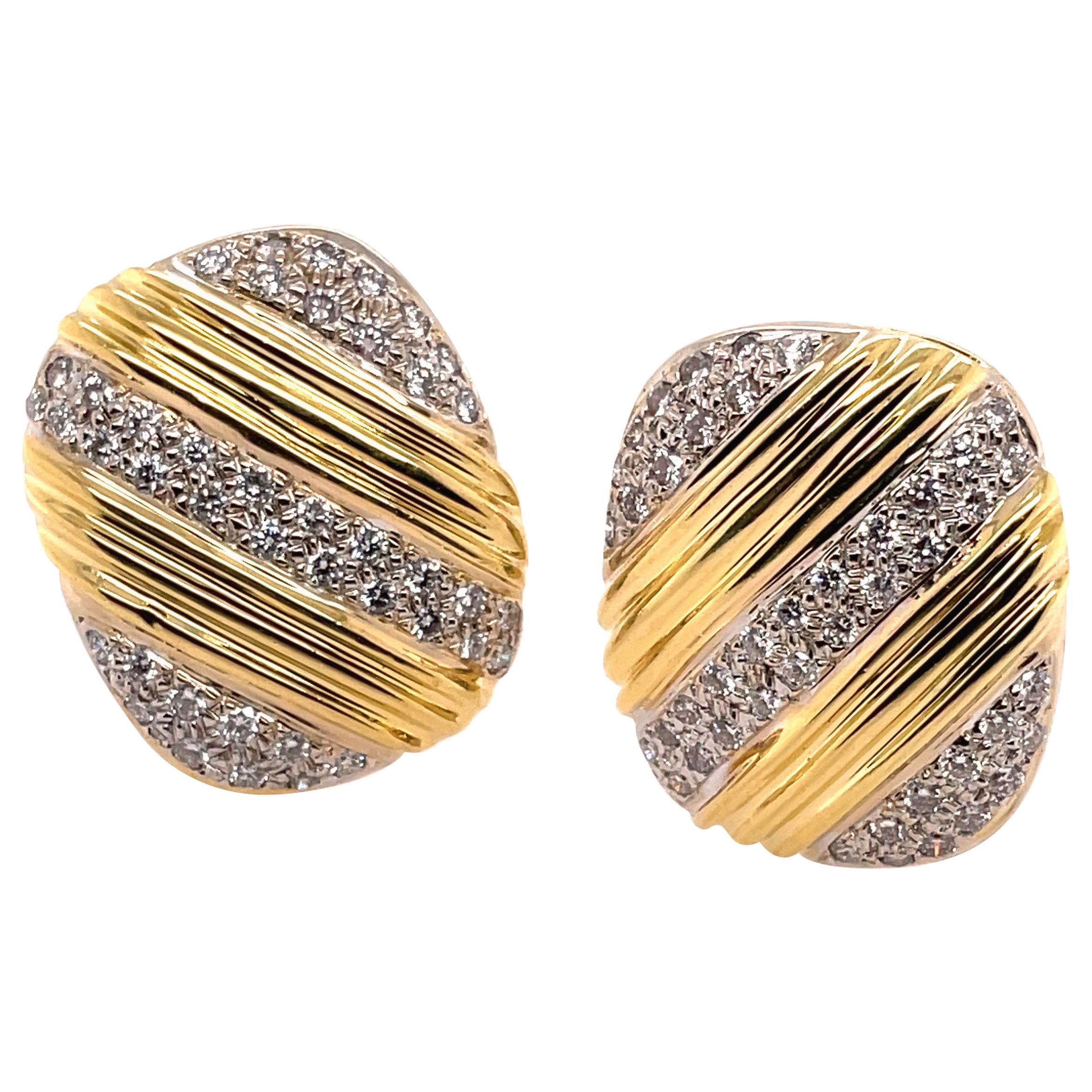 Diamond Yellow Gold Earrings For Sale at 1stDibs