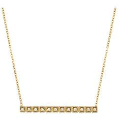 Yellow Gold and Diamond Straight Bar Pendant Necklace