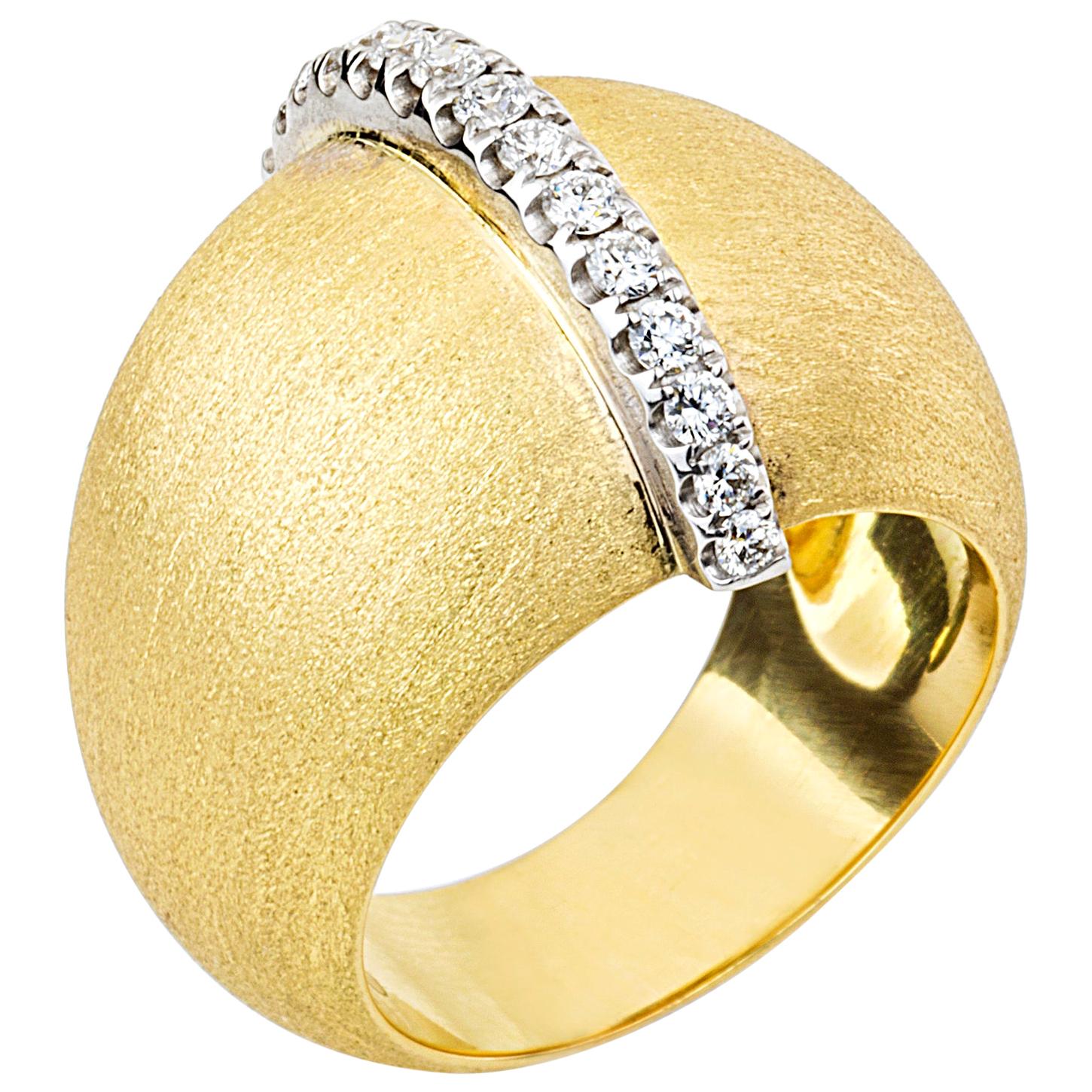 AnaKatarina Yellow Gold and Diamond Talisman Ring For Sale