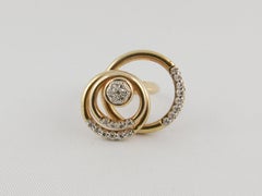Yellow Gold and Diamond Three-Circle Spinning Ring