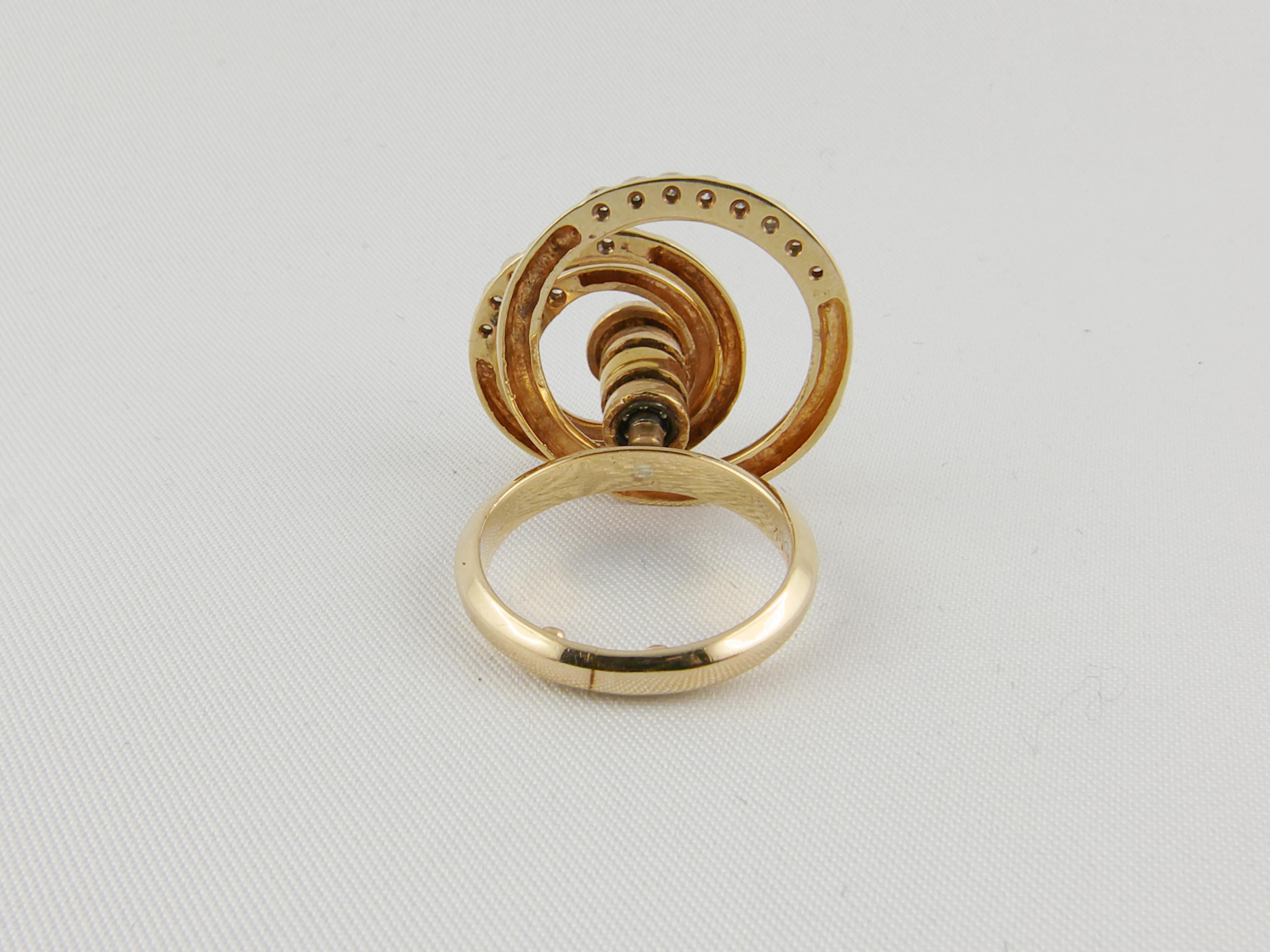 Yellow Gold and Diamond Three-Circle Spinning Ring For Sale at 1stDibs ...
