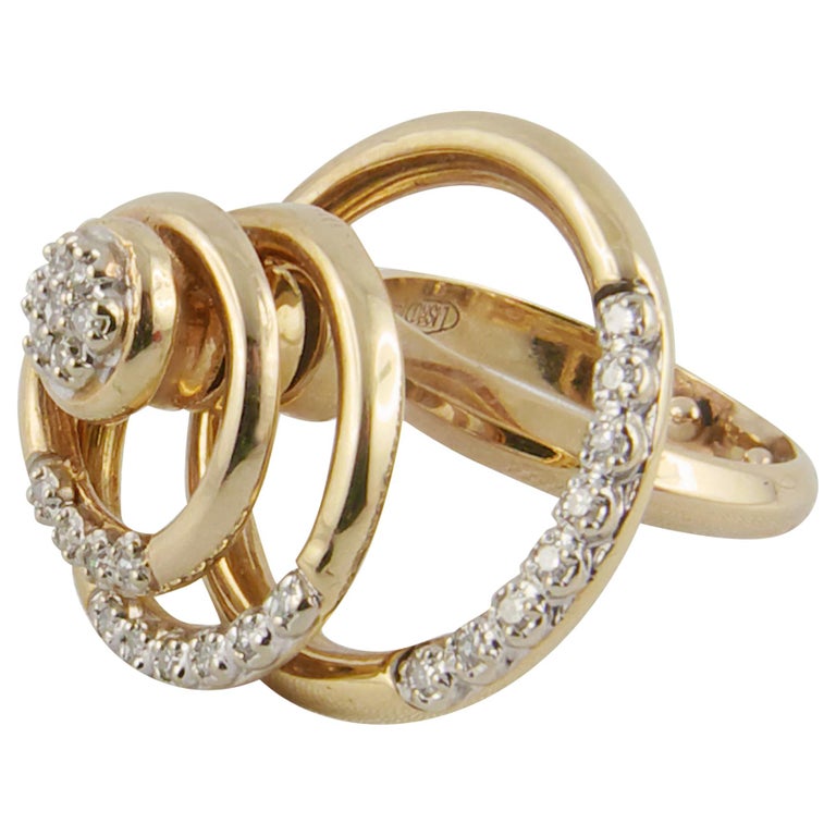 Yellow Gold and Diamond Three-Circle Spinning Ring For Sale at 1stDibs | spinning  ring gold, gold spinning ring
