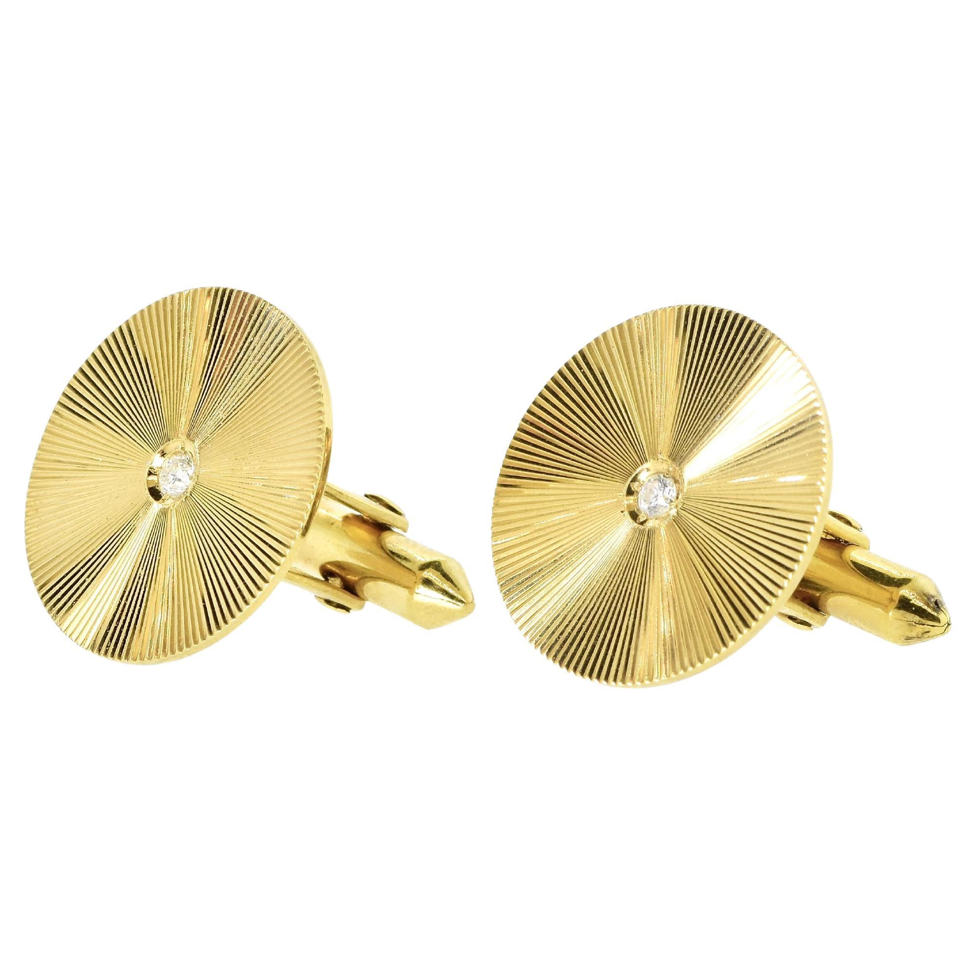 Vintage Retro-Manschettenknöpfe aus Gelbgold und Diamanten, um 1950.