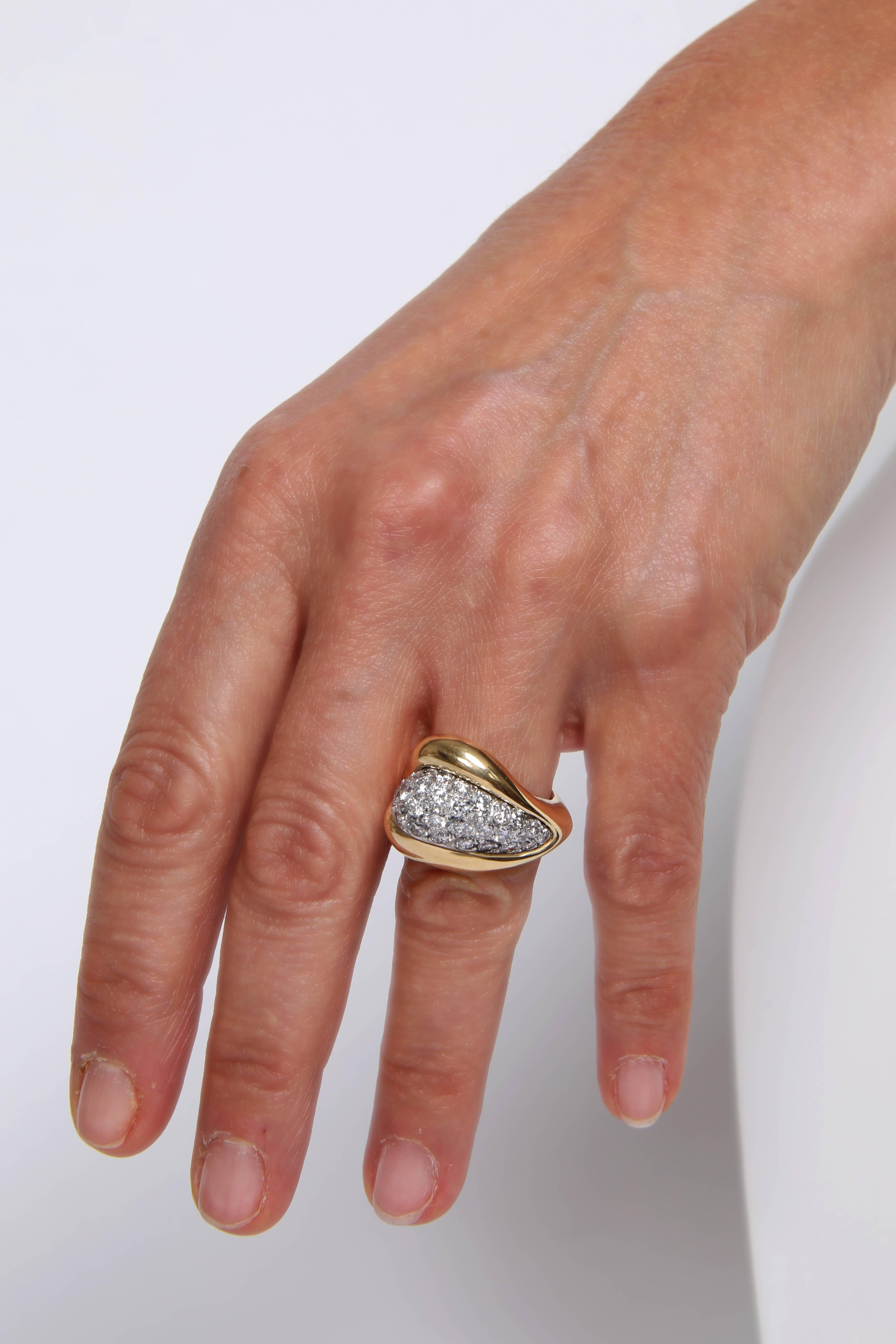 Diamond and 18K Yellow Gold Boule Ring by Marion Jeantet In New Condition For Sale In Paris, FR
