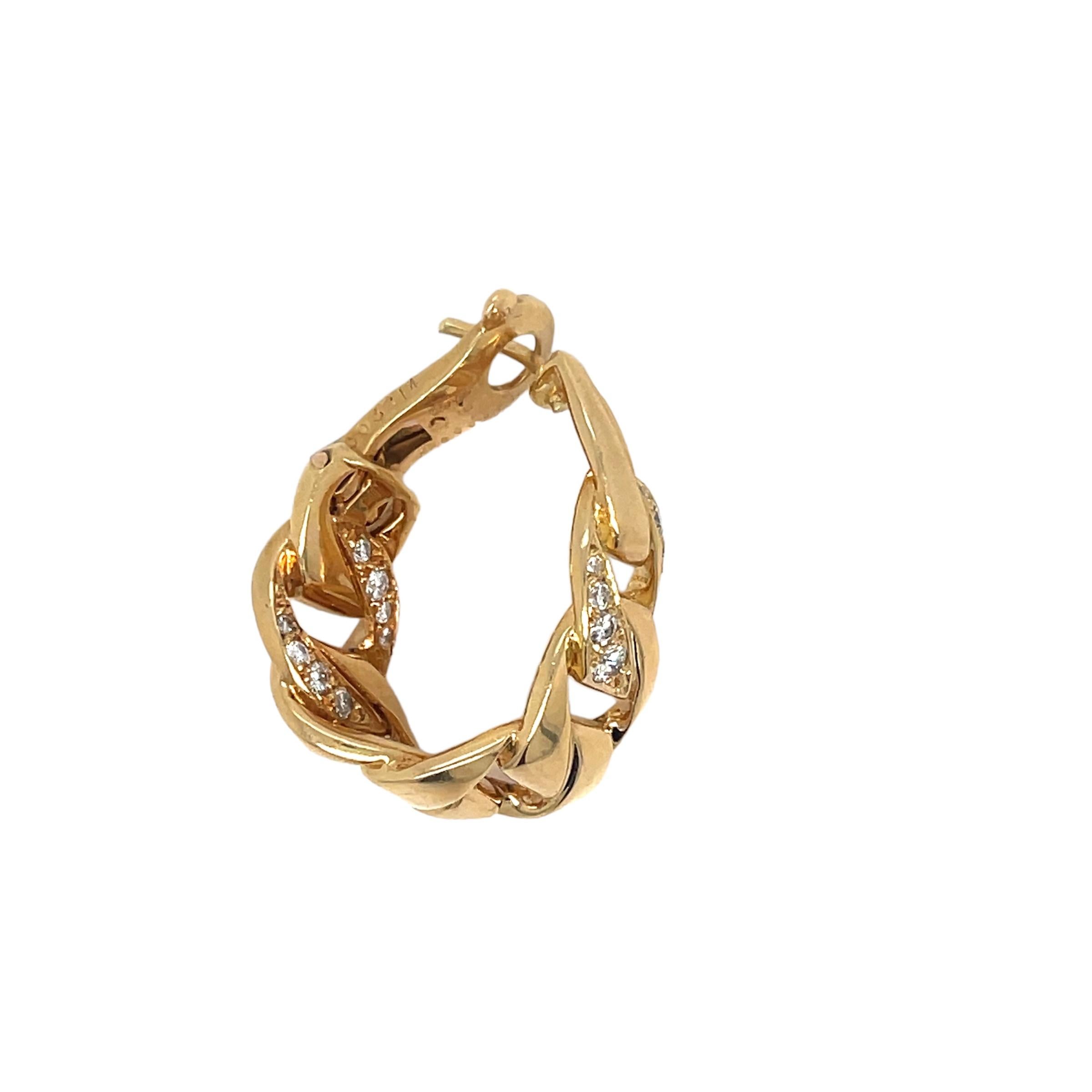 Modern Yellow Gold and Diamonds Cartier Bergamo Model Earrings For Sale