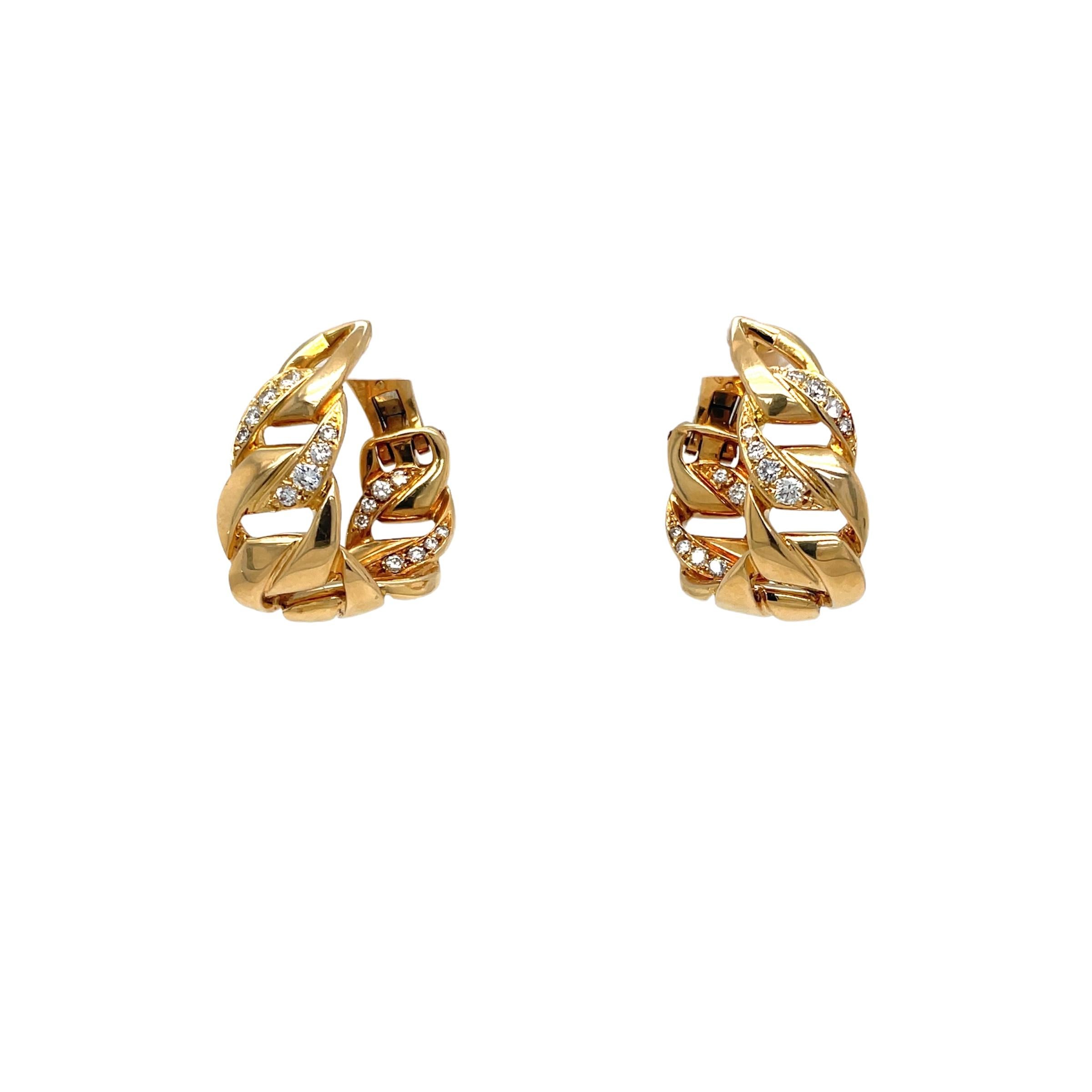 Women's Yellow Gold and Diamonds Cartier Bergamo Model Earrings For Sale