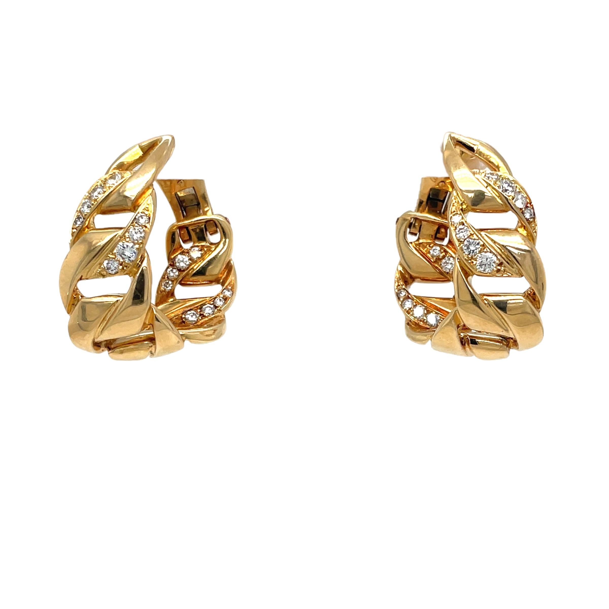 Yellow Gold and Diamonds Cartier Bergamo Model Earrings For Sale 1