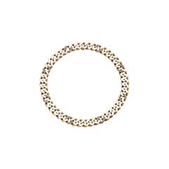 Yellow Gold and Diamonds Gourmette Chain Necklace