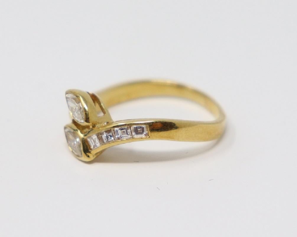 Emerald Cut Yellow Gold and Diamonds Wedding or Engagement Ring For Sale