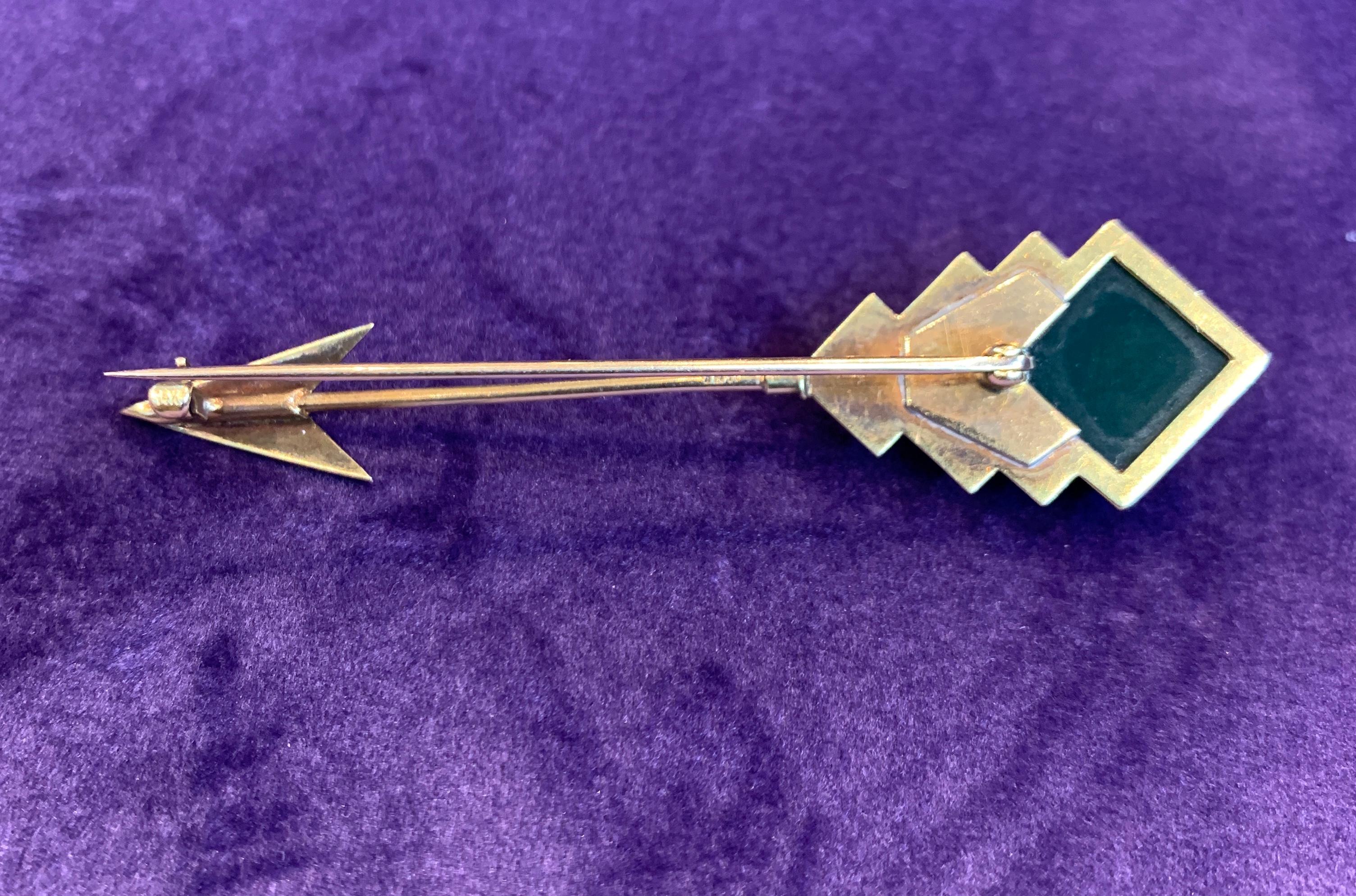 Art Deco Yellow Gold and Enamel Men's Stickpin For Sale