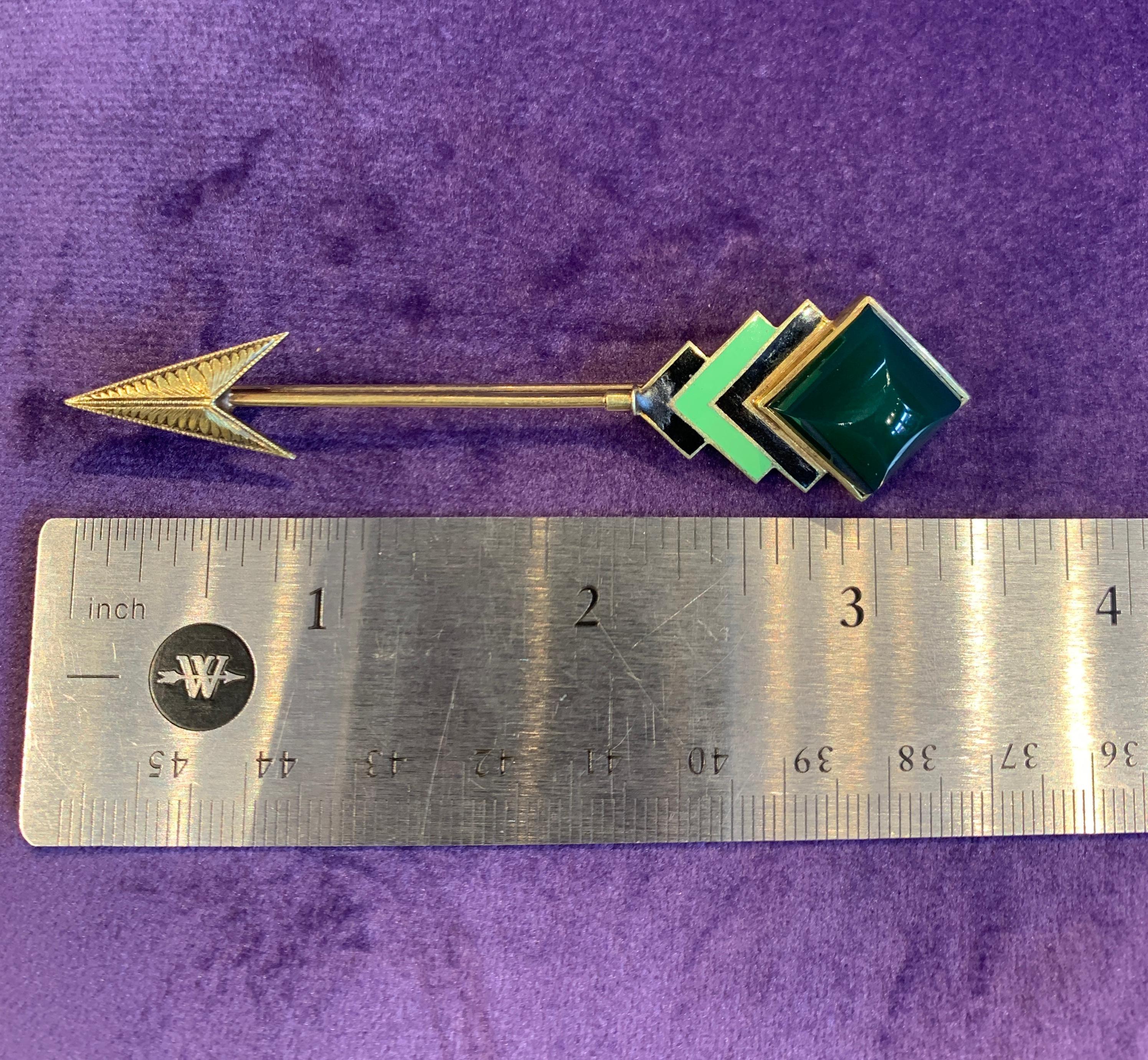 Yellow Gold and Enamel Men's Stickpin In Good Condition For Sale In New York, NY