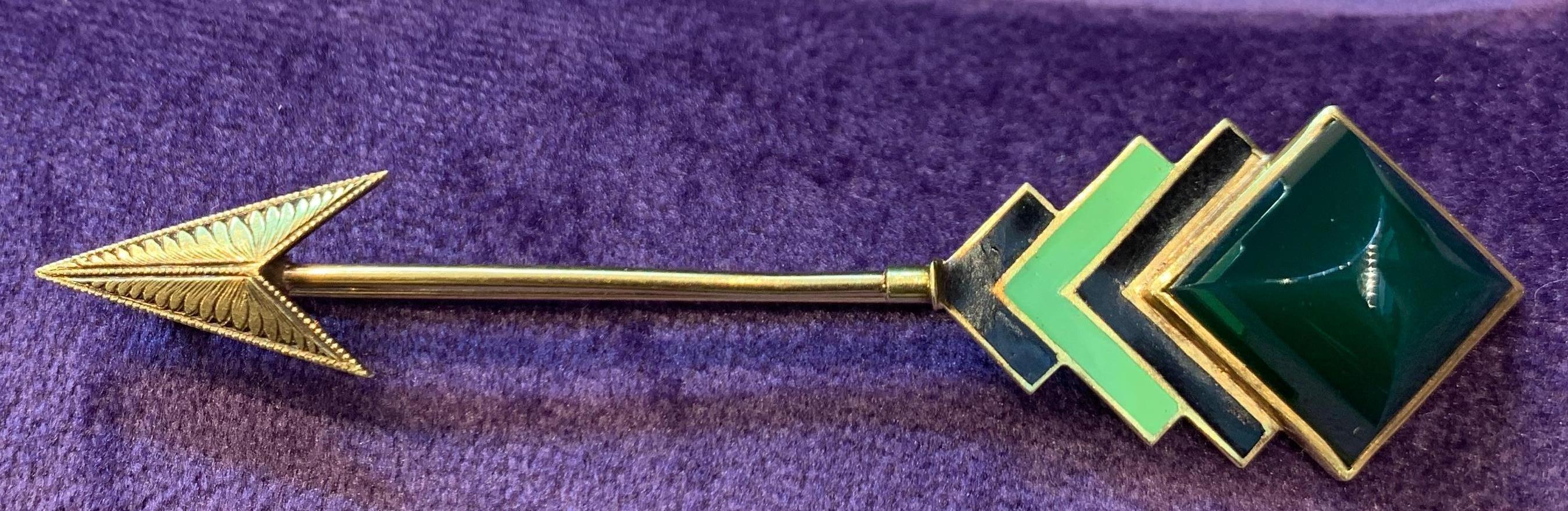 Yellow Gold and Enamel Men's Stickpin For Sale 1