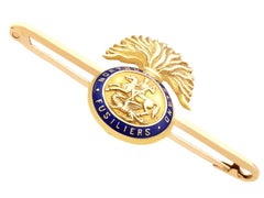 Antique Yellow Gold and Enamel Northumberland Fusiliers Brooch