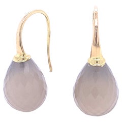 Yellow Gold and Grey Agate Earrings