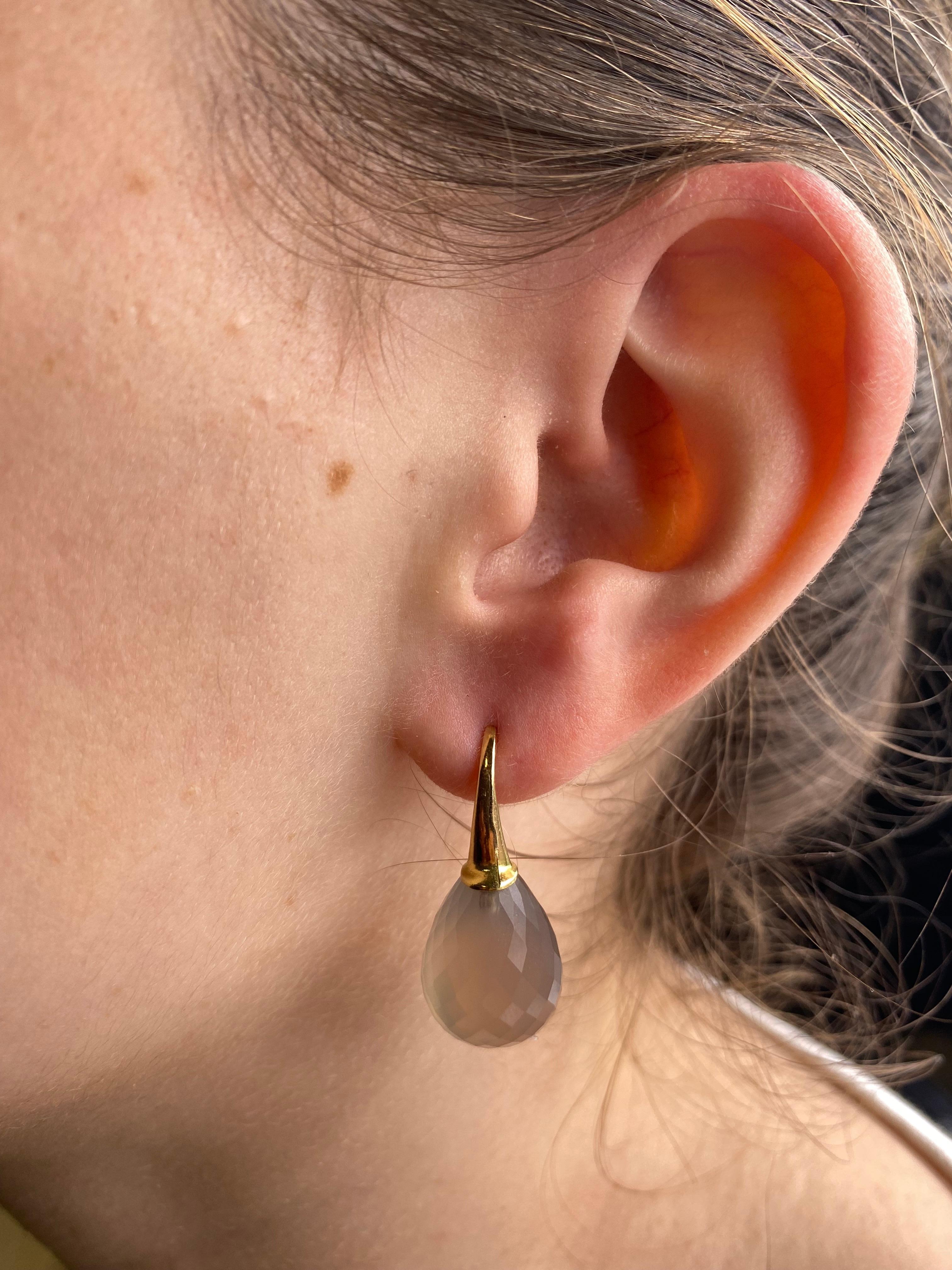 grey agate frame earrings