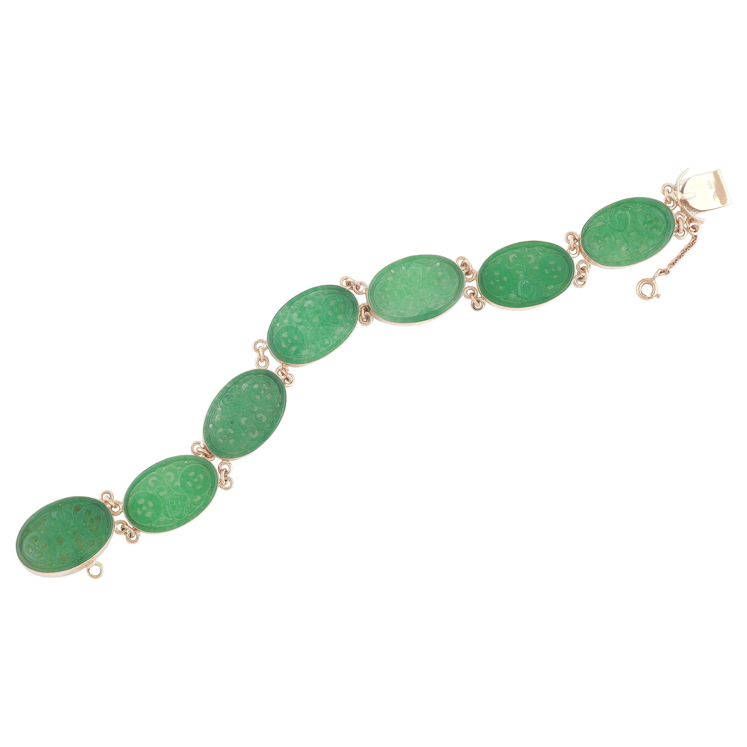 Yellow Gold And Jade Bracelet