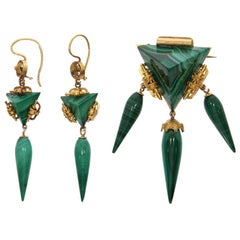 Yellow Gold and Malachite Demi-Parure, circa 1920