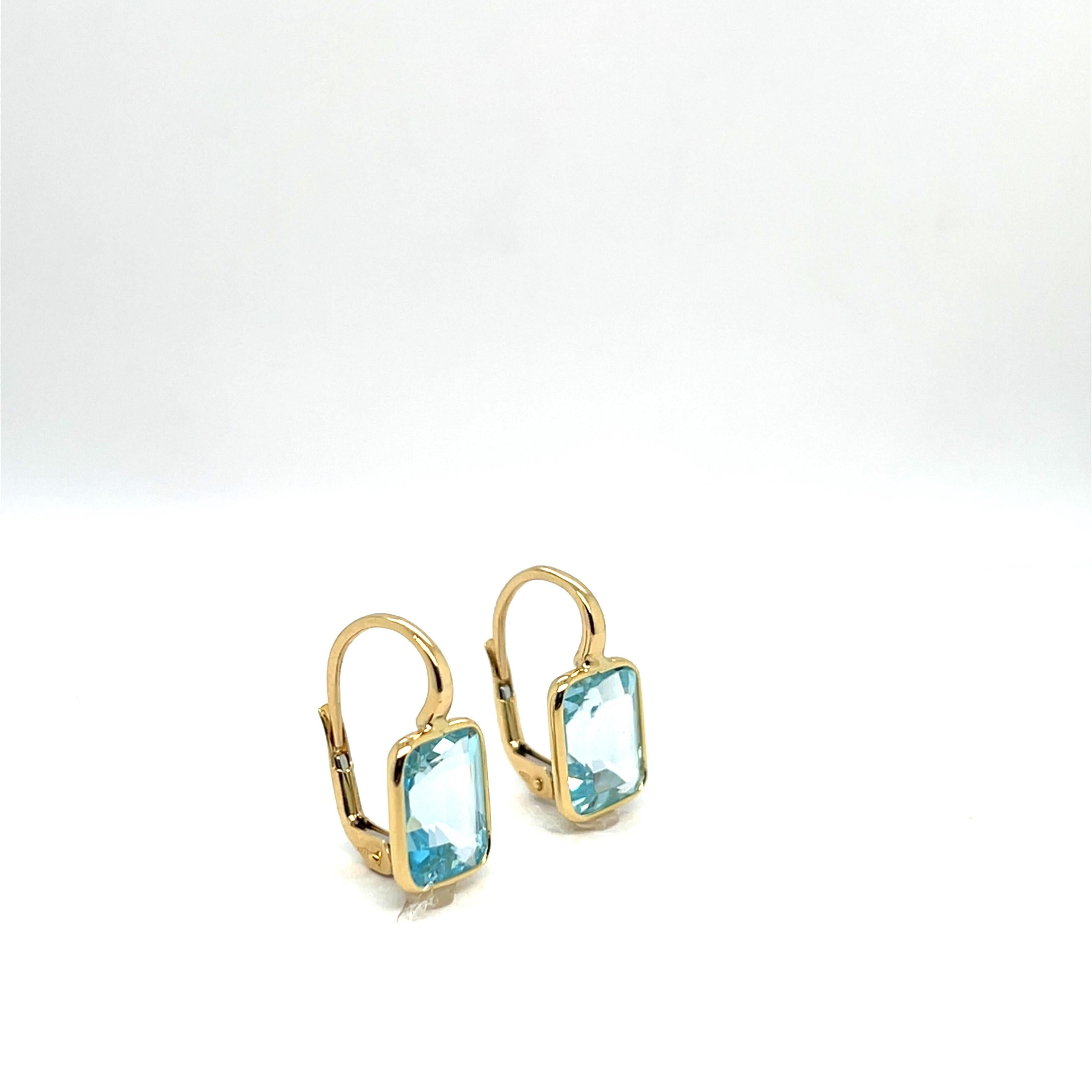 Gelbgold und Naturquarz-Ohrringe (Smaragdschliff) im Angebot