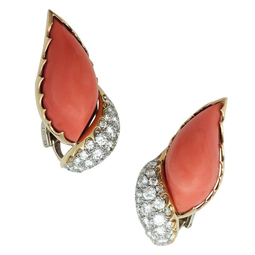 M.Gérard  Paris Coral and Diamond Earrings