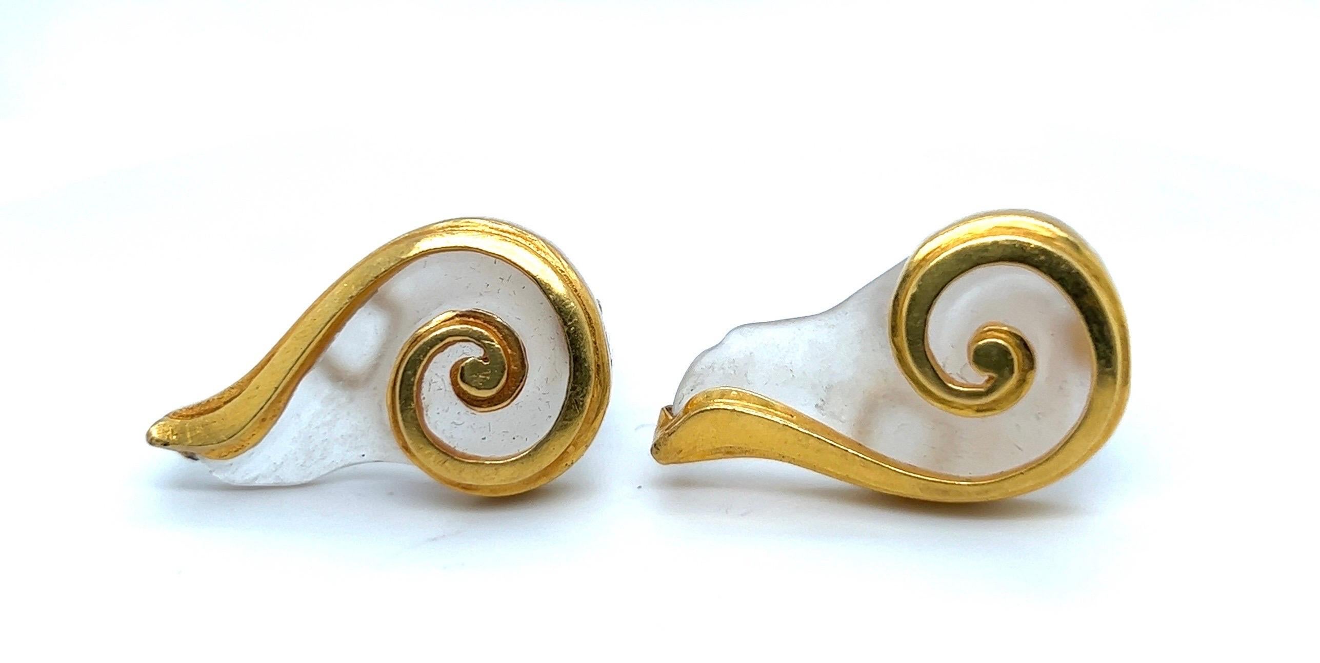 Yellow Gold and Rock Crystal Earrings by Lalaounis In Good Condition For Sale In Zurich, CH
