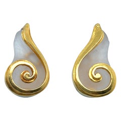 Yellow Gold and Rock Crystal Earrings by Lalaounis