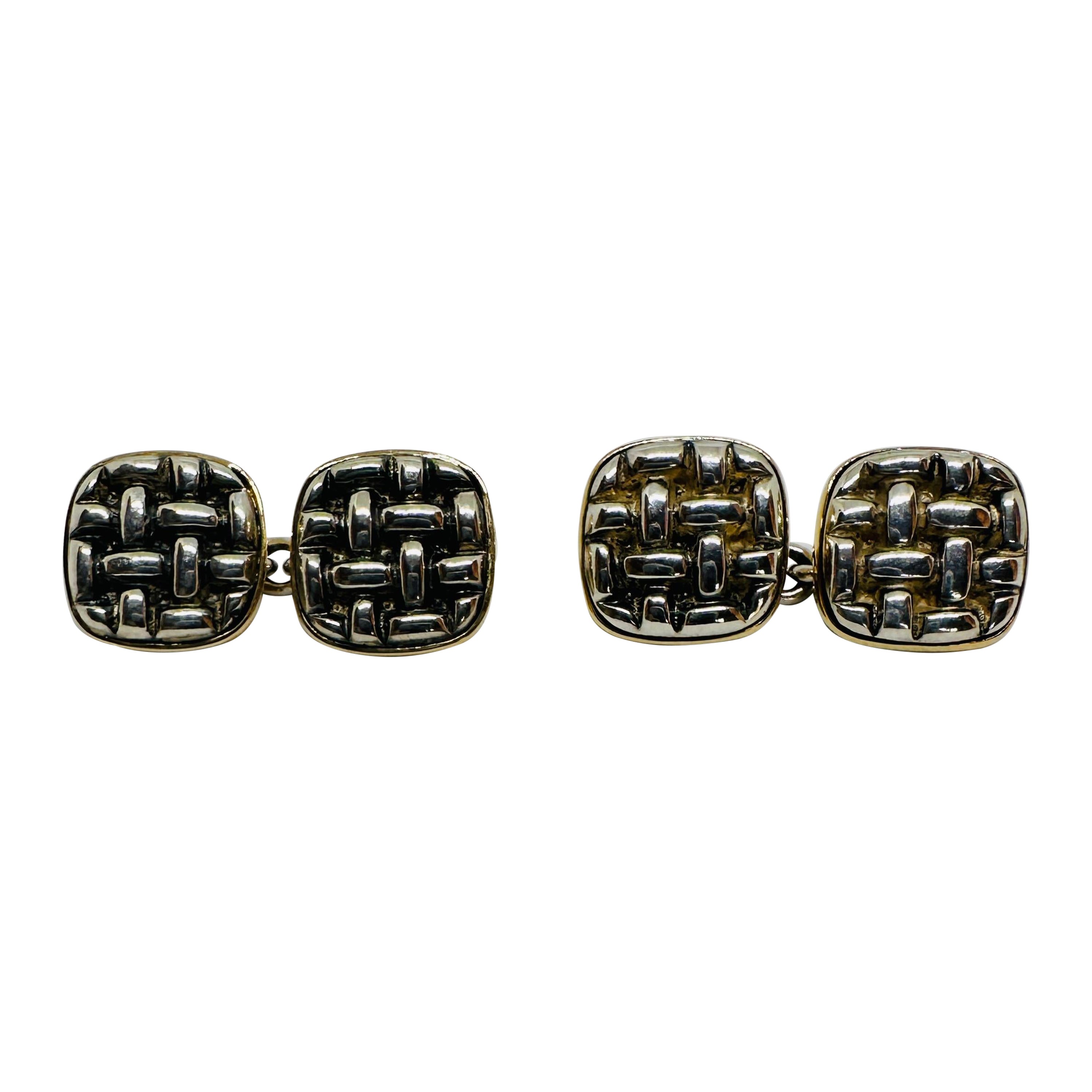 Manschettenknöpfe aus Gelbgold und Silber von Trianon für Amos Sulka & Co im Angebot
