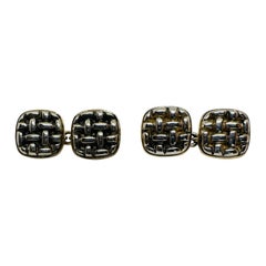 Yellow Gold and Silver Cufflinks by Trianon for Amos Sulka & Co
