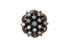 Yellow Gold and Silver Diamond Floral Cluster Ring