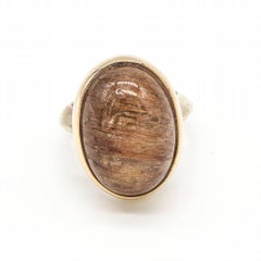 Yellow Gold and Silver Ring with Rutilated Quartz