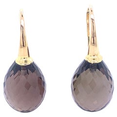Yellow Gold and Smoky Quartz Earrings