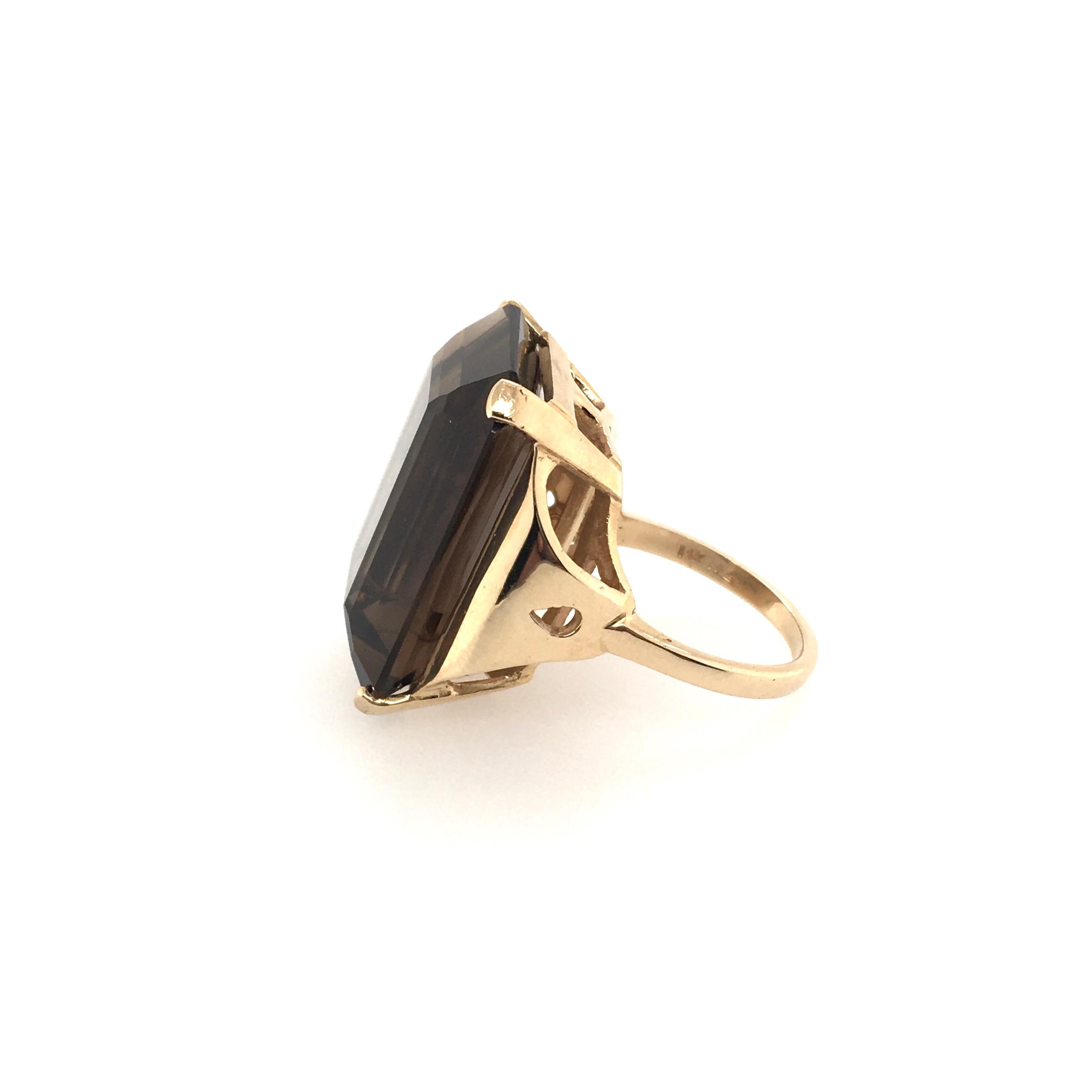 smoky quartz gold ring