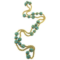 Yellow Gold and Turquoise Necklace