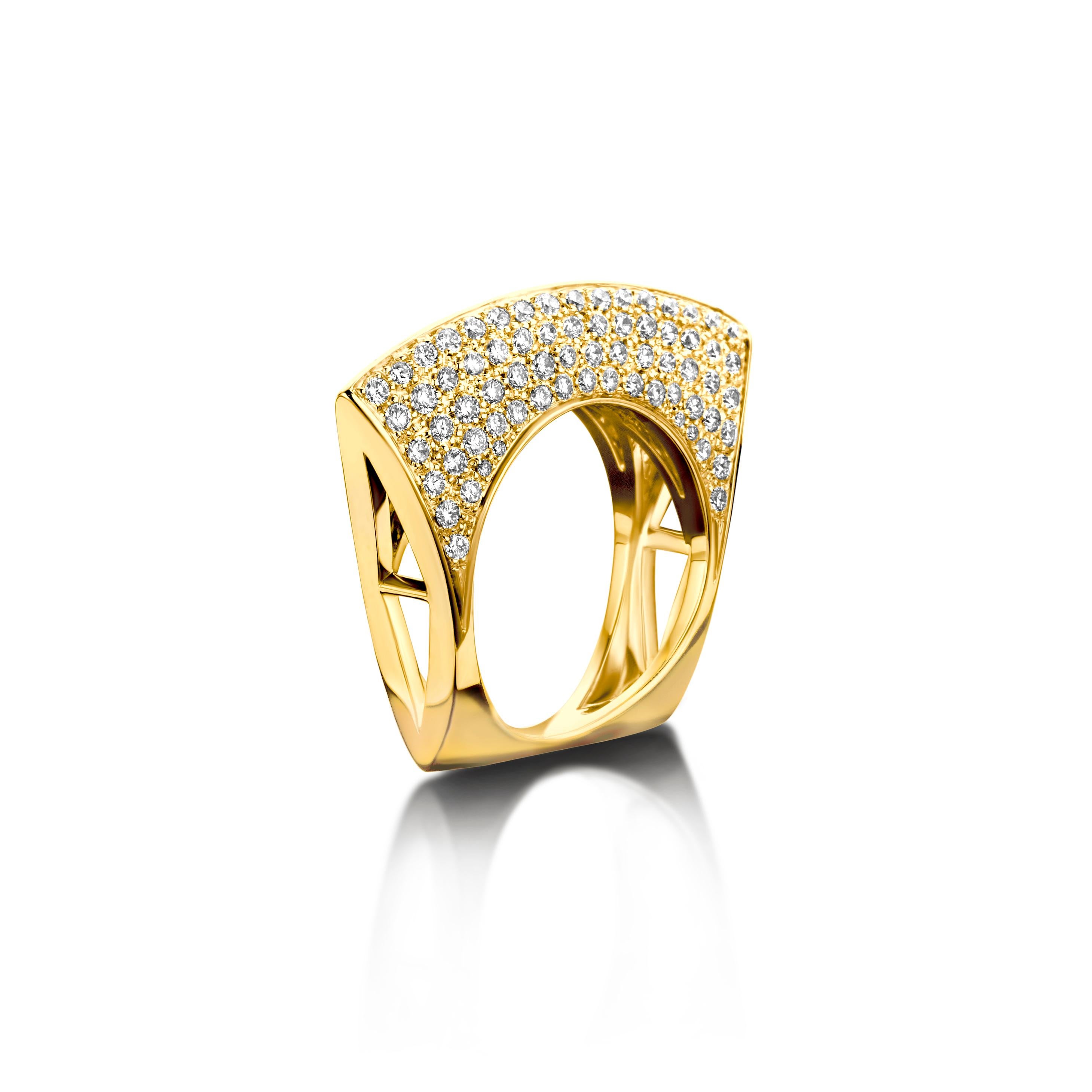 Representing Rebirth, the Lotus Ring captures the essence of the BARE vision. 18kt Yellow Gold and 1.89ct of natural, White Diamonds.

This ring has a regular size. We recommend to select your usual size.