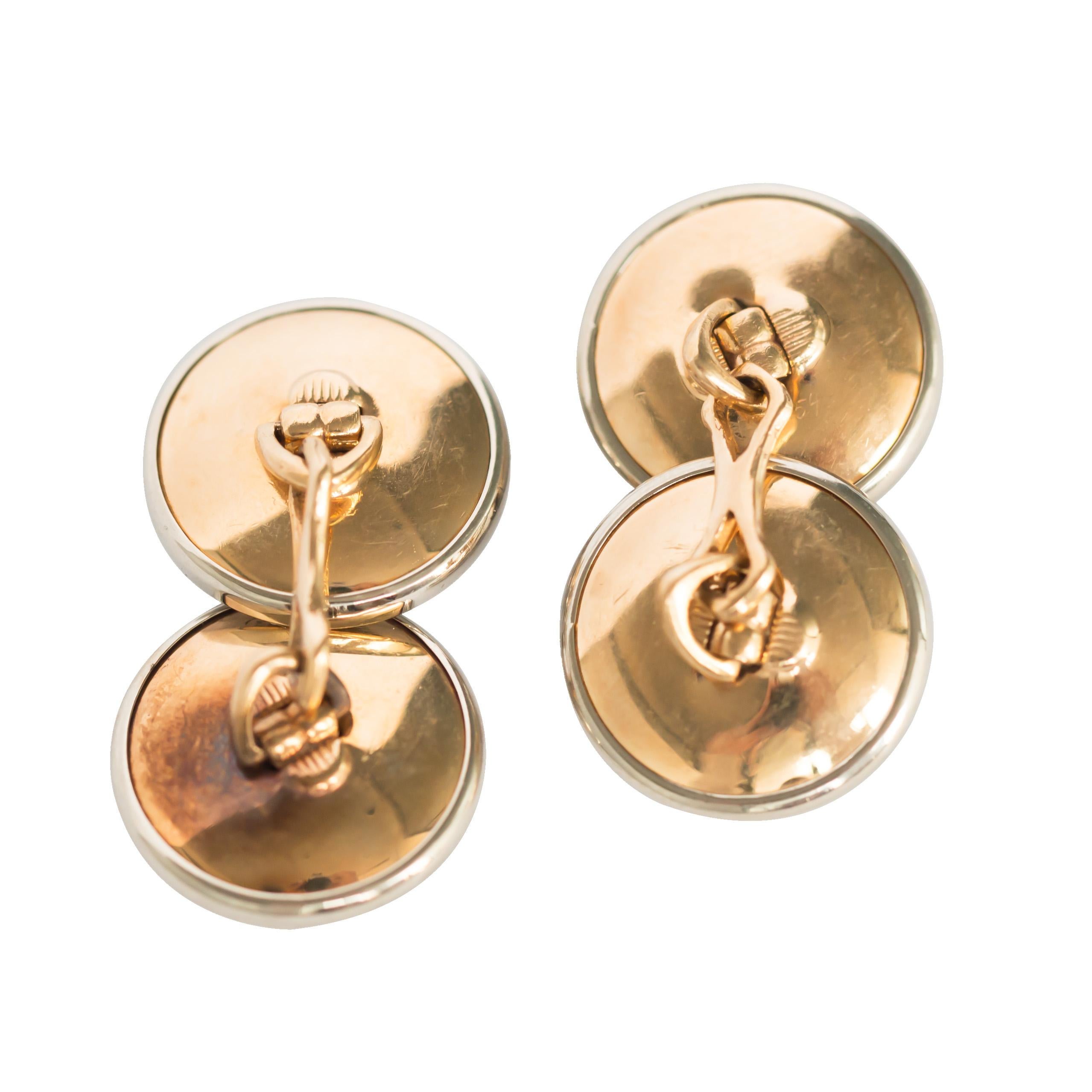 Art Deco Yellow Gold and White Gold Cufflink