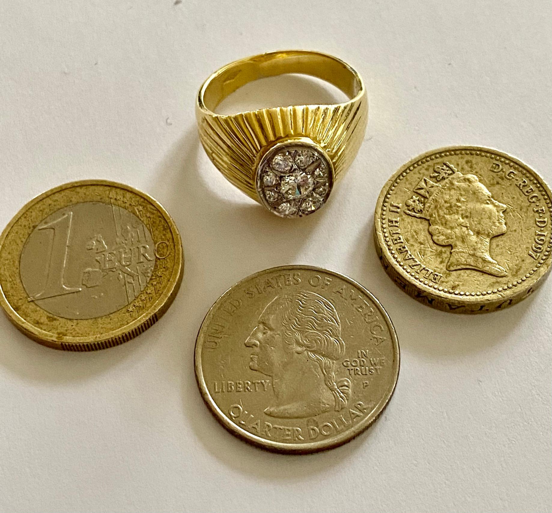 Yellow Gold and White Gold Men's Pink Ring or Women's Ring Diamonds Belgium 1965 3