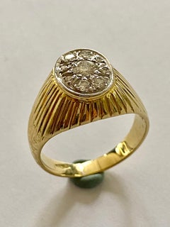 Yellow Gold and White Gold Men's Pink Ring or Women's Ring Diamonds Belgium 1965