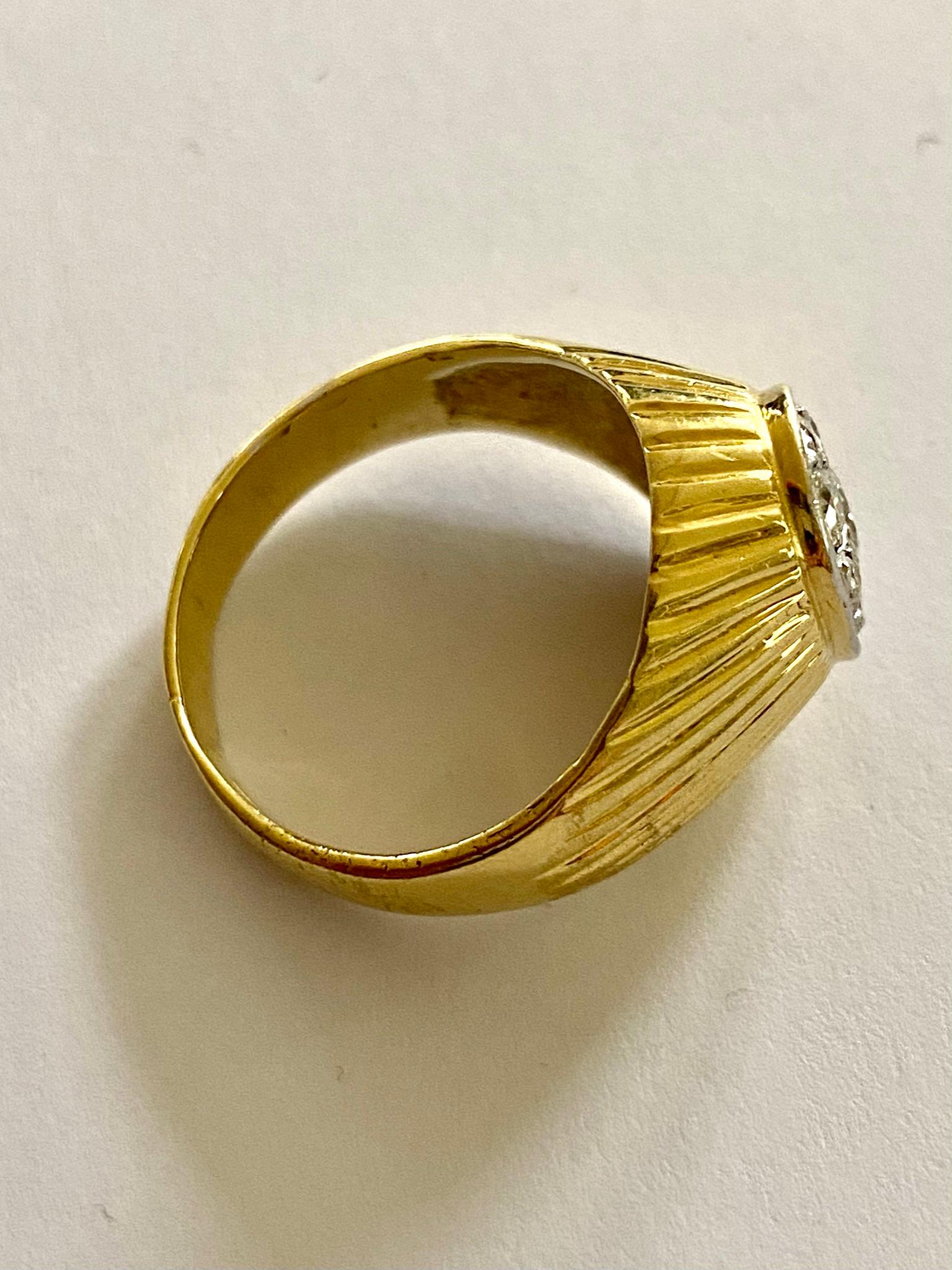 Retro Yellow Gold and White Gold Men's Pink Ring or Women's Ring Diamonds Belgium 1965