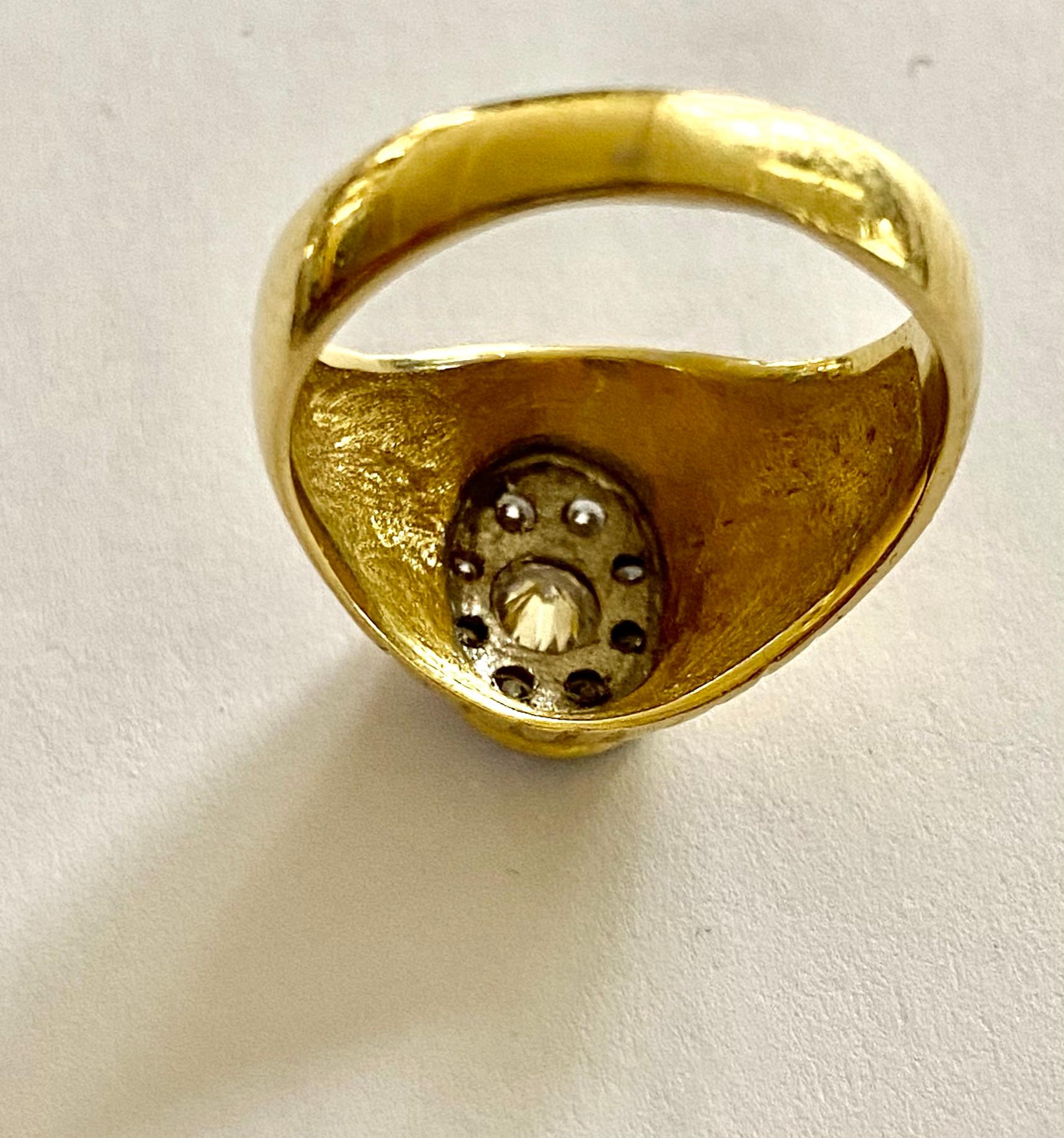 Yellow Gold and White Gold Men's Pink Ring or Women's Ring Diamonds Belgium 1965 In Good Condition In Heerlen, NL