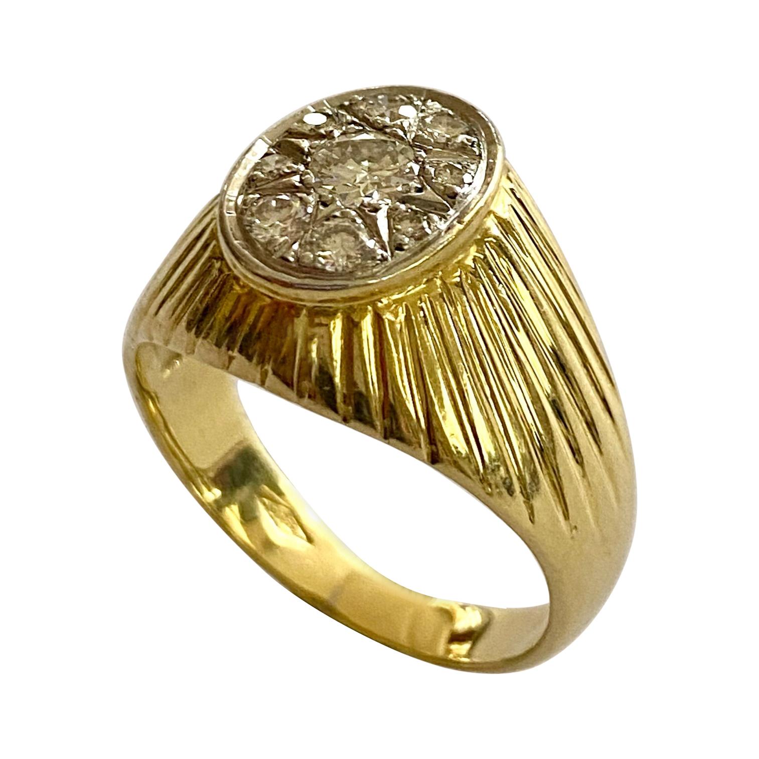 Yellow Gold and White Gold Men's Pink Ring or Women's Ring Diamonds Belgium 1965