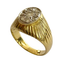 Retro Yellow Gold and White Gold Men's Pink Ring or Women's Ring Diamonds Belgium 1965