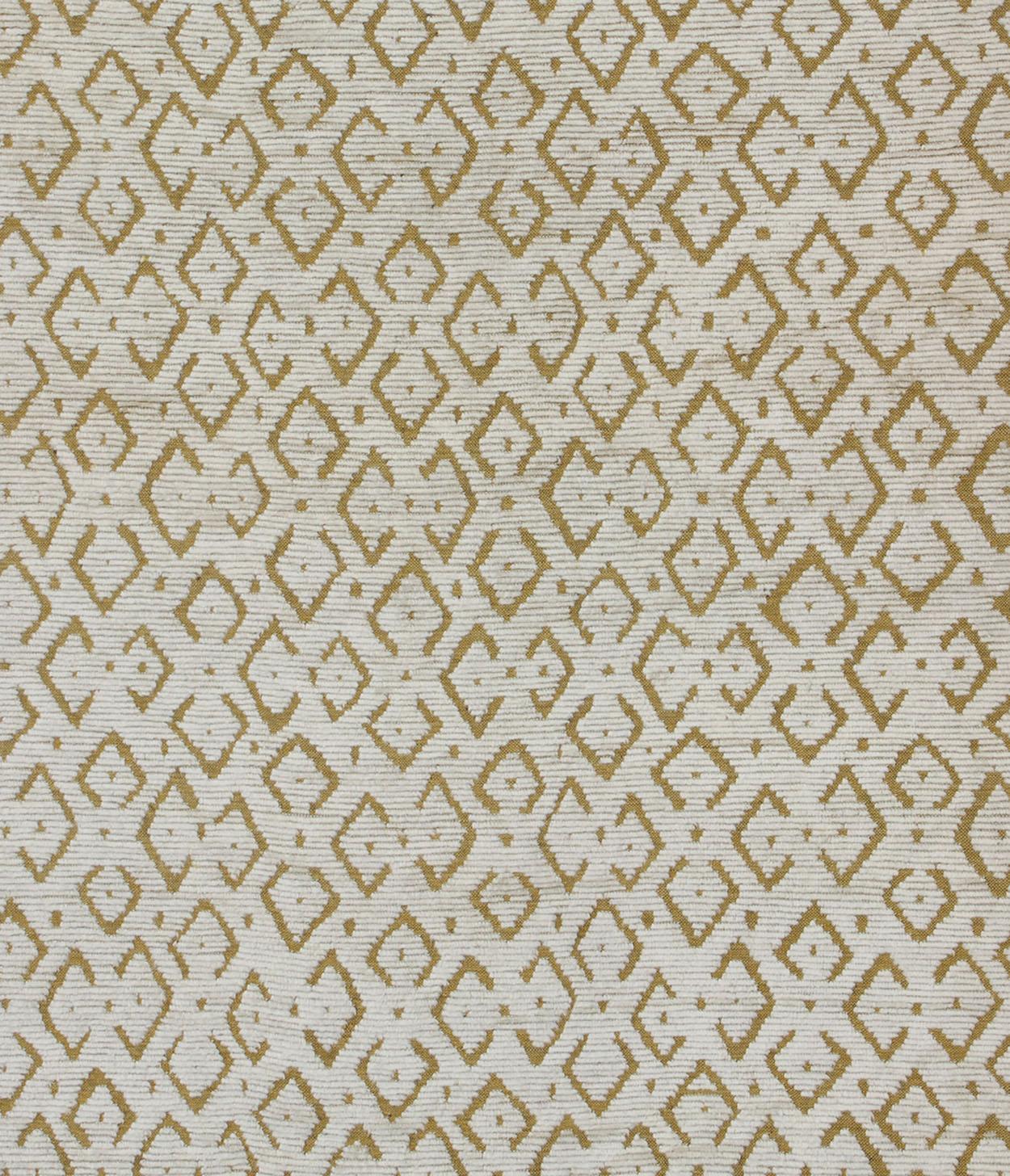 Tribal Yellow Gold and White Ribbed Moroccan Design Large Rug for Modern Interiors For Sale