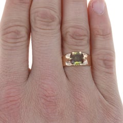 Yellow Gold Andalusite Vintage Solitaire Men's Ring 10k Cushion 2.80ct