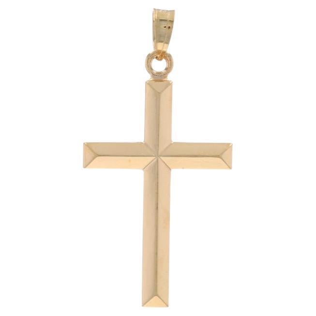 Yellow Gold Angled Cross Pendant - 14k Faith Knife-Edge For Sale