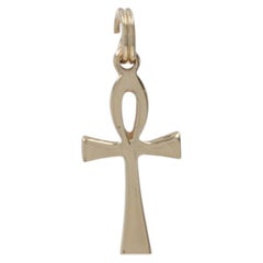 Yellow Gold Ankh Life Charm - 14k Faith Egyptian Hieroglyph