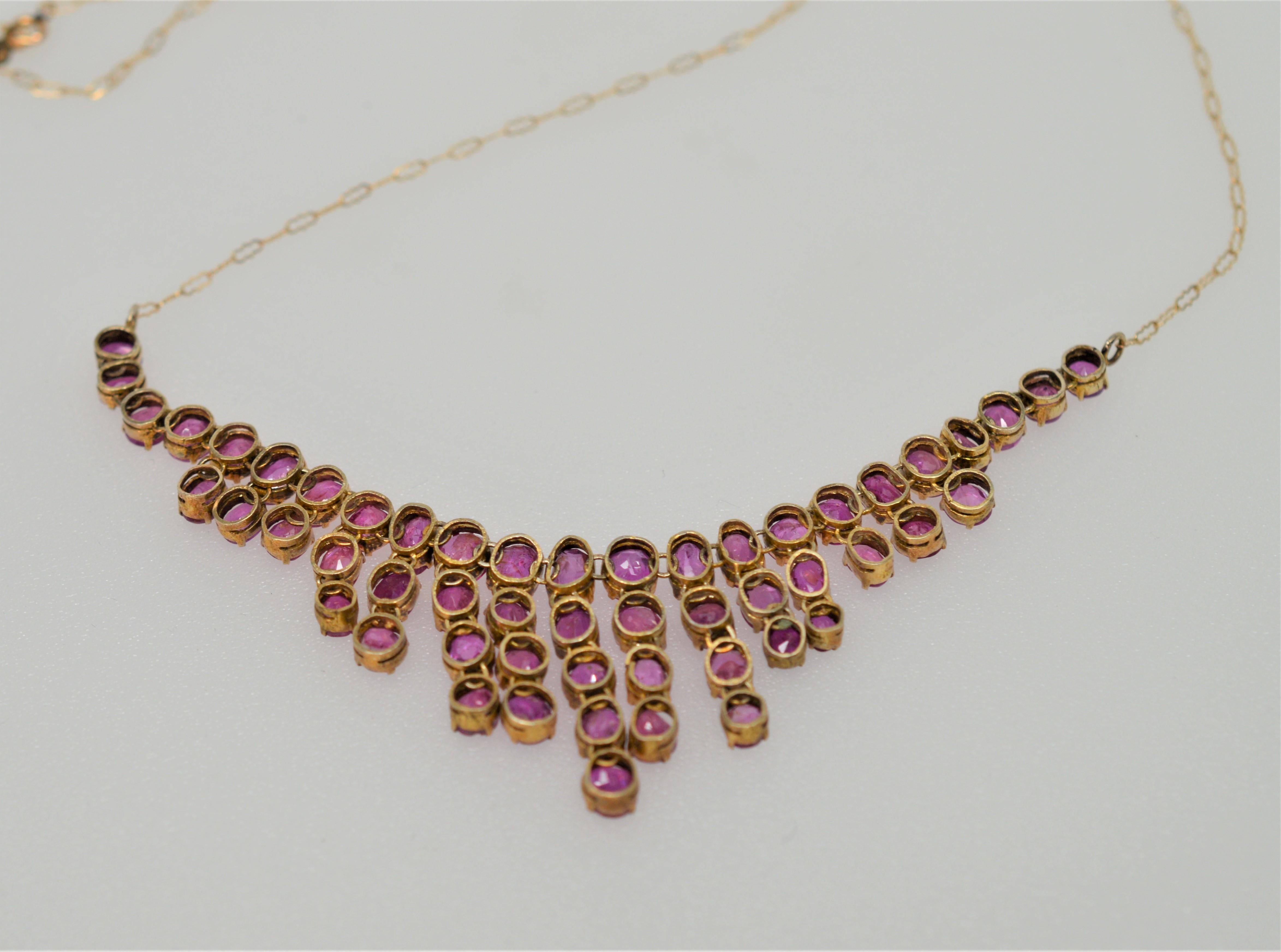 Yellow Gold Antique Pink Sapphire Necklace 1