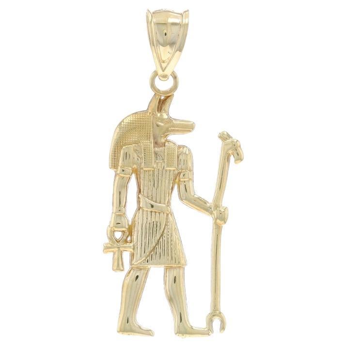 Yellow Gold Anubis Pendant - 10k Ancient Egyptian god Unisex