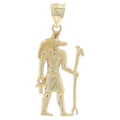 Yellow Gold Anubis Pendant - 10k Ancient Egyptian god Unisex