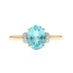 Yellow Gold Apatite Zircon Ring - 10k Oval 1.80ctw