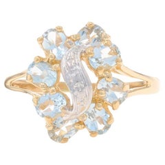 Yellow Gold Aquamarine Cluster Ring - 14k Oval 1.12ctw