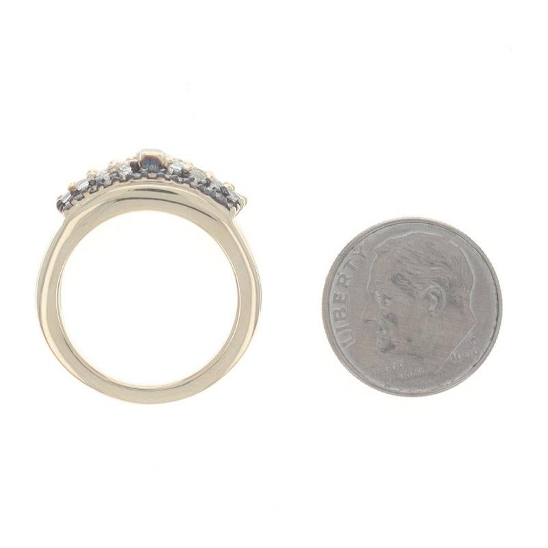 Fascia a grappolo di diamanti in oro giallo - Anello ovale e rotondo da 0,96 ct. in 14 ct. in vendita 1